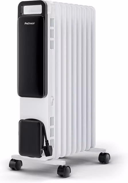 Pro Breeze 2500W 11 Fin Oil Filled Radiator with Digital Display, White