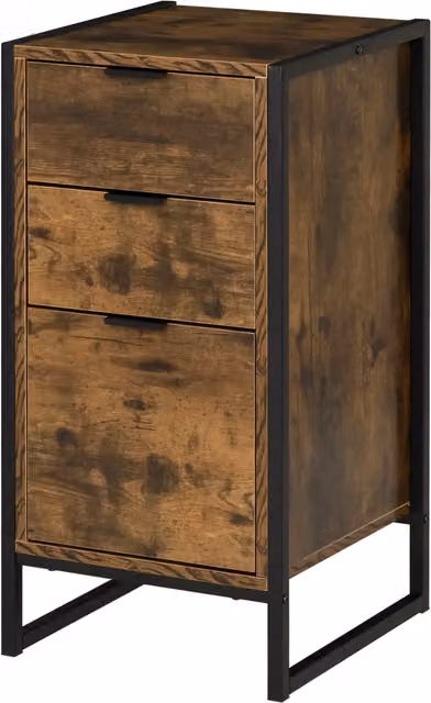 Pirlo Plush Industrial 3 Drawer Chest of Drawers in Brown
