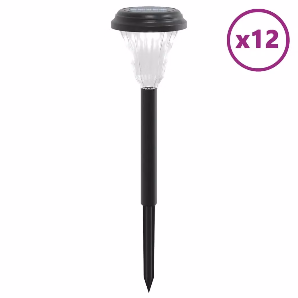 Berkfield Home Solar Pathway Lights with Ground Spikes, 12 Pack, Black and White – 2
