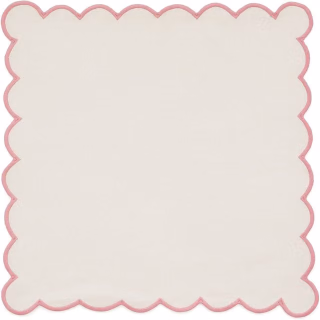 Land & Shore Multicolour Scallop Trim Cotton Napkins in Pink