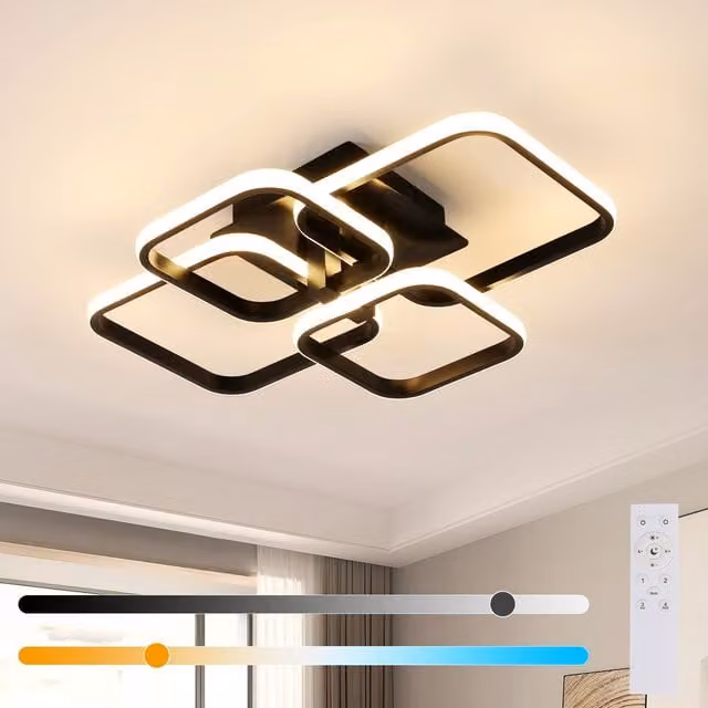 Pheashine 48W LED Ceiling Light in Black with Remote Control and Dimmable CCT Settings