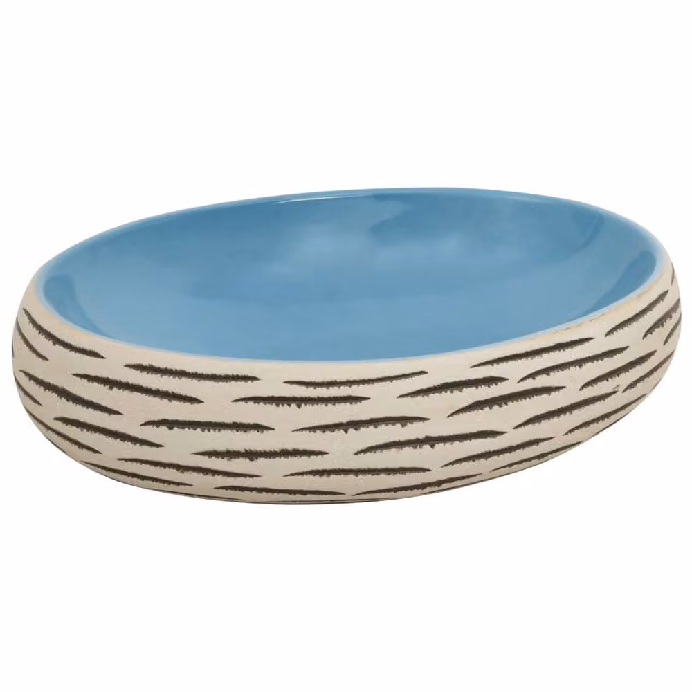 Berkfield Home Multicolour Oval Ceramic Countertop Basin W: 59 cm, D: 40 cm, H: 15 cm – 2