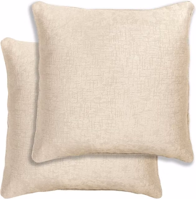 Enhanced Living Pair of Square Textured Polyester Cushion Covers in Beige and Yellow, W/D/H: 43 x 43 x 43 cm