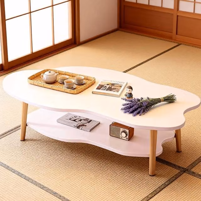 FORGEVIO Modern 2 Layer Cloud Coffee Table in Warm White