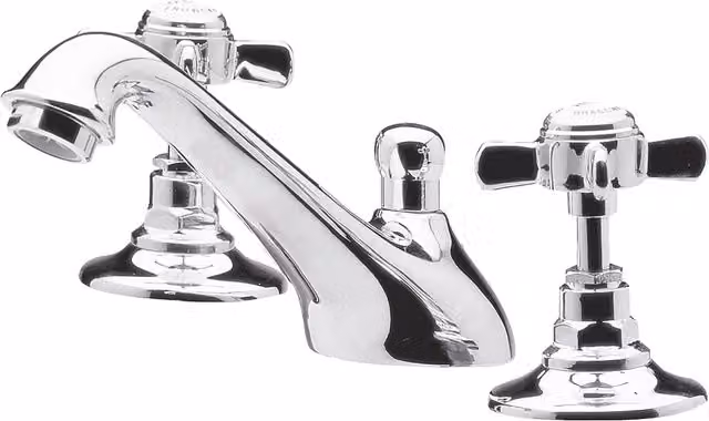 Balterley Kingsey Crosshead 3 Tap Hole Basin Tap with Pop Up Waste in Chrome Silver