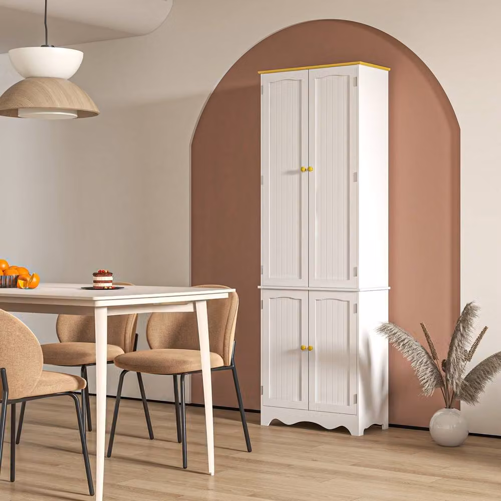 Wyld Haus Banodo Freestanding 4 Door Kitchen Cabinet, White and Brown, H 183 cm x W 61 cm x D 30.5 cm – 3