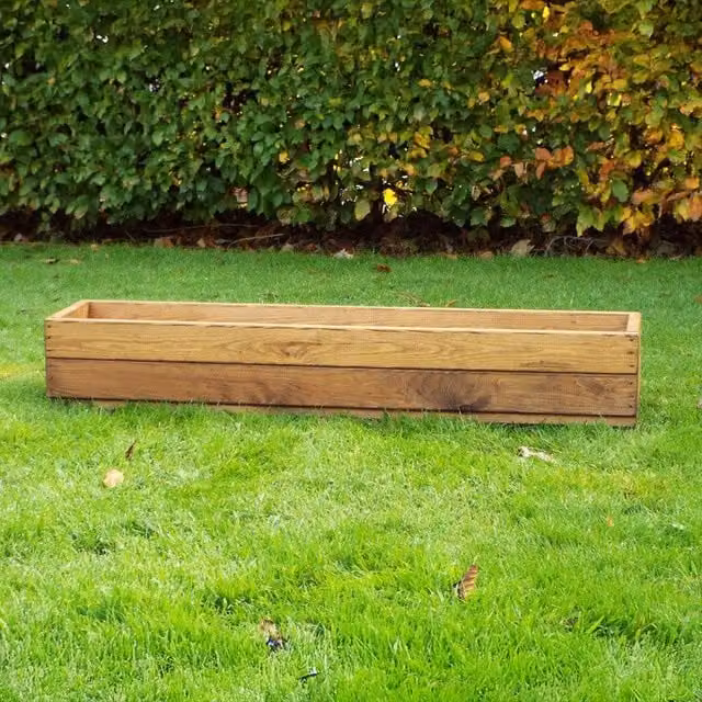 Primrose Brown Redwood Wooden Trough Planter, 102 cm – 1