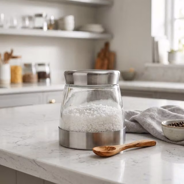 Orsina Silver Glass and Stainless Steel Storage Jar, 850 ml – 2
