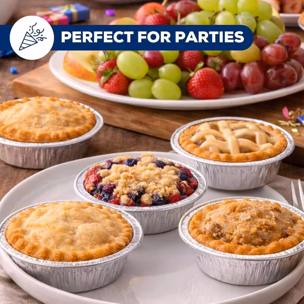 ebake Silver Disposable Aluminium Round Tart Tins, 60 Pack – 5
