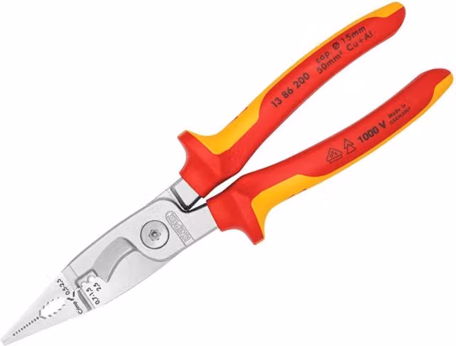 Knipex VDE Multifunctional Installation Pliers in Multicolour Chrome Vanadium
