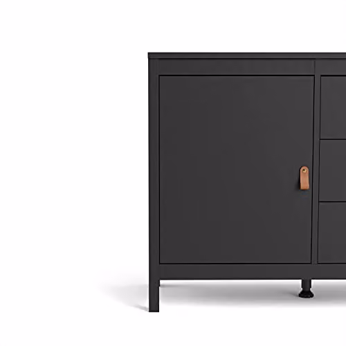 Furniture To Go Barcelona 2-Door 3-Drawer Sideboard, Matt Black, W 151.2 cm x H 79.7 cm x D 38.4 cm – 4