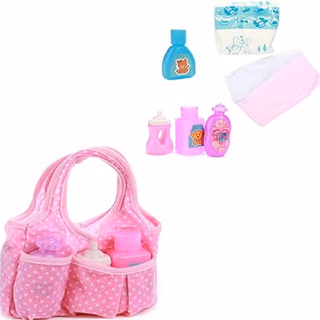 UMKYTOYS Baby Doll Feeding Accessories Bag in Pink