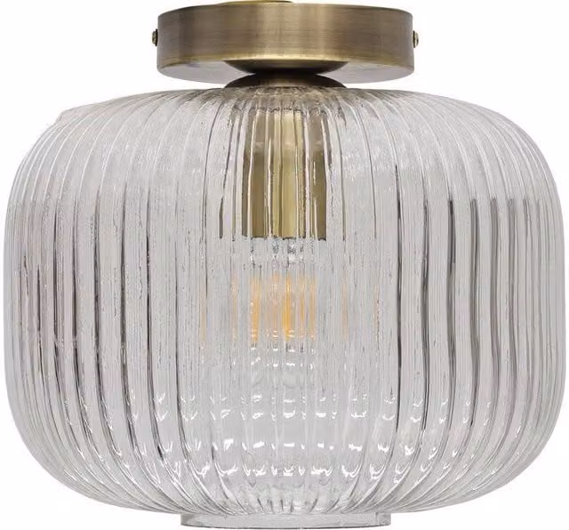 First Choice Lighting Batley Large Ceiling Light Fitting with Transparent Glass and Gold Brass Finish