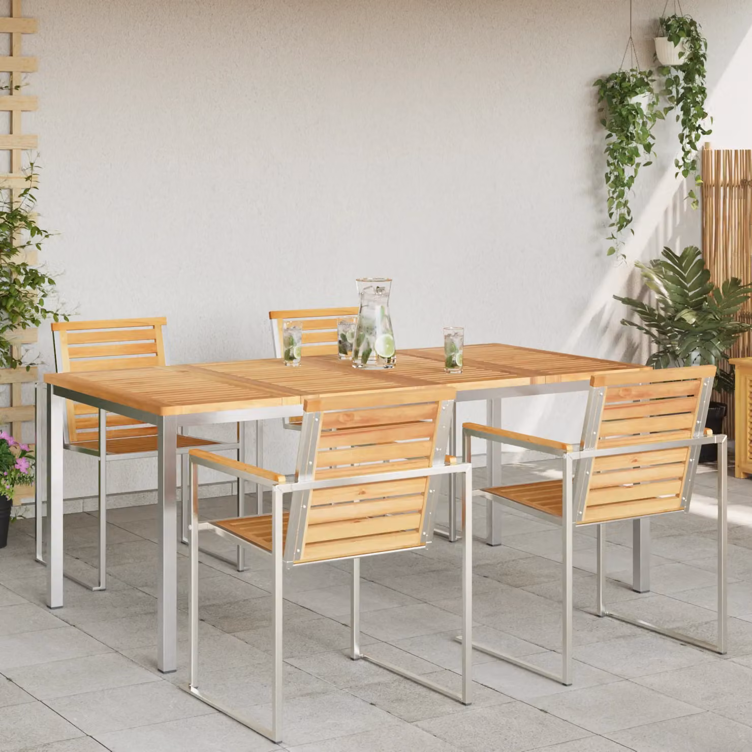 Berkfield Home Outdoor Dining Table in Brown Solid Teak Wood, W/D/H: 180 x 90 x 75 cm – 3