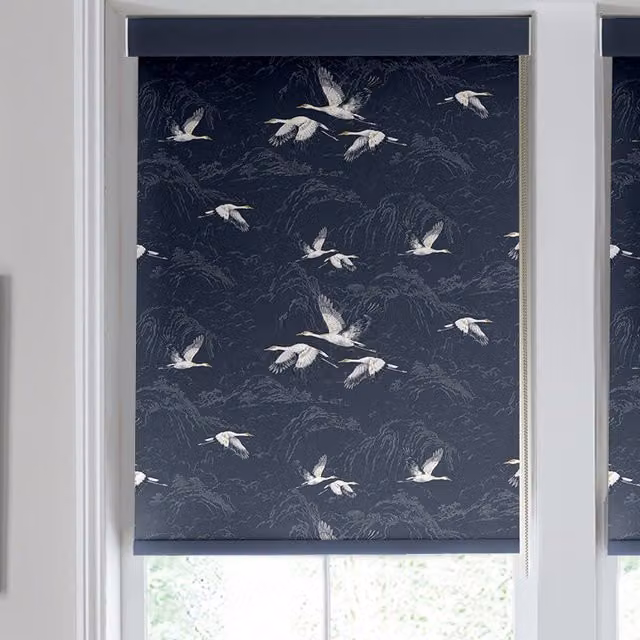 Laura Ashley Animalia Made to Measure Translucent Roller Blind, Midnight Blue