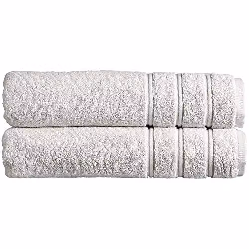 Christy Antalya Set of 2 Luxury Turkish Cotton Bath Sheets, Grey, W: 90 cm x L: 150 cm