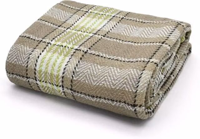 Velosso Deluxe Soft Weave Cotton Woven Throw Blanket in Beige, W: 50 cm, L: 75 cm