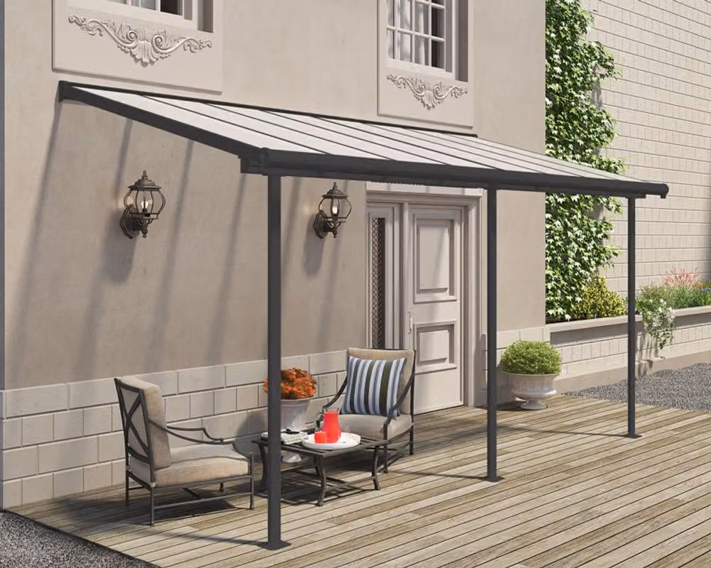 Palram Sierra Lean-to Patio Cover, Grey and Transparent Polycarbonate, W: 224 cm, H: 300 cm – 2