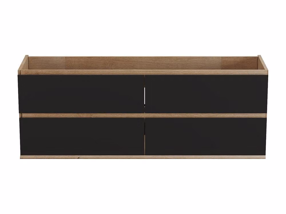 SABURI Modern Wall-Hung Bathroom Vanity Unit with Soft-Close Doors and Drawers in Black and Beige – 2