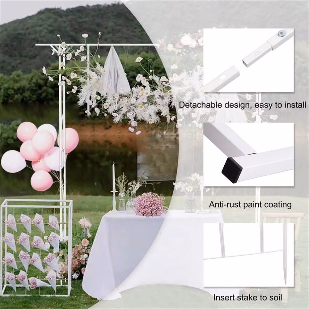 SPETLEK Heavy Duty Metal Garden Arch Trellis in White, W/D/H: 206 x 41 x 208 cm – 3