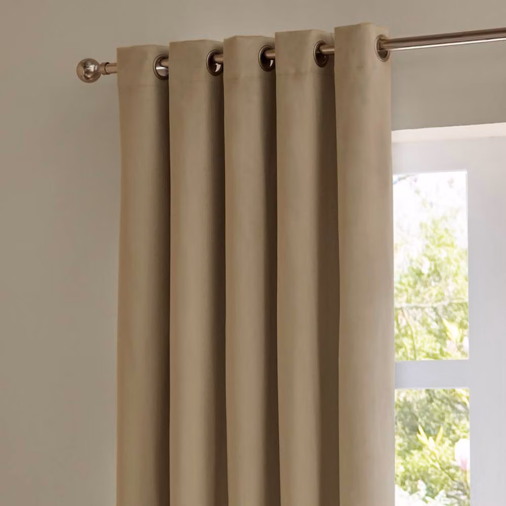 Furn Brown Velvet 100% Blackout Eyelet Curtain Pair, Width: 229 cm, Drop: 137 cm – 3