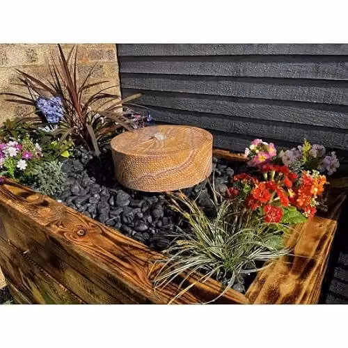 Tranquility Sandstone Millstone Solar Powered Natural Stone Water Feature, Diameter: 38 cm – 2