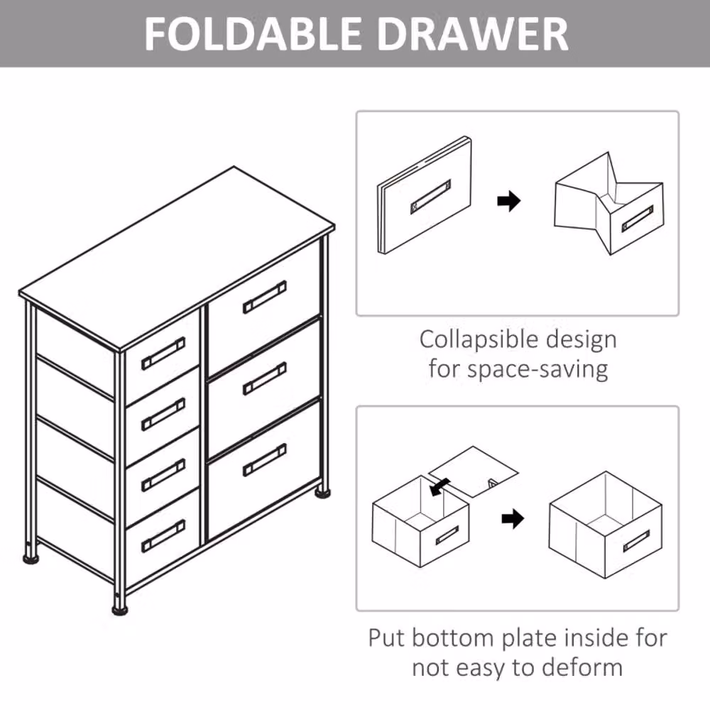 STILVORA 7 Drawer Chest of Drawers with Metal Frame in Light Grey – 4