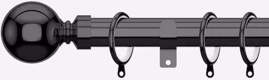 New Edge Blinds Black Nickel 28mm Ball Metal Curtain Pole, Length: 280 cm