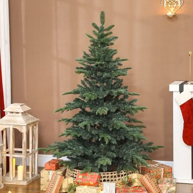 HOMCOM 5ft Green Hinged Christmas Tree with Realistic Branches