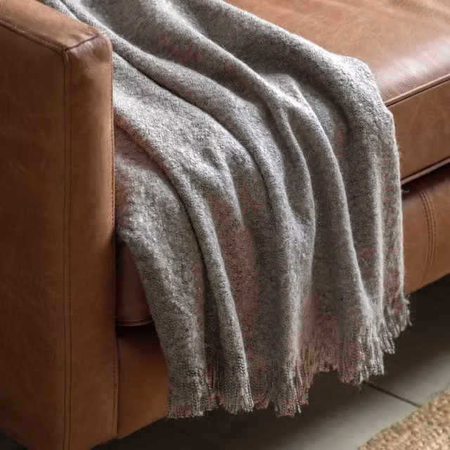 Terrys Plain Grey Polyacrylic Throw W/D: 130 x 150 cm