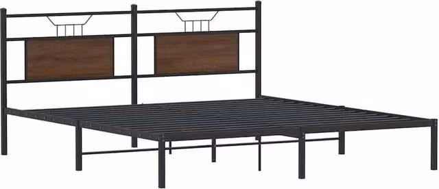 Berkfield Home Decorative Bed Frame in Brown Oak, W/D/H: 188 x 91.5 x 188 cm