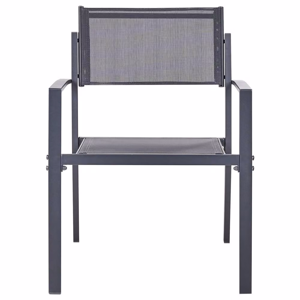 Wyld and Coco 2 Seater Outdoor Bistro Set in Matt Dark Grey Powder Coated Steel with Tempered Glass Square Table – 3