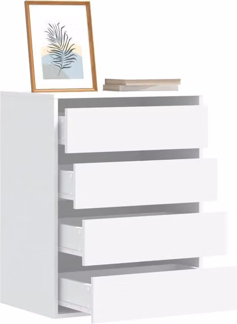 Berkfield Home Corner Chest of Drawers in White, W: 60 cm, D: 41 cm, H: 76 cm