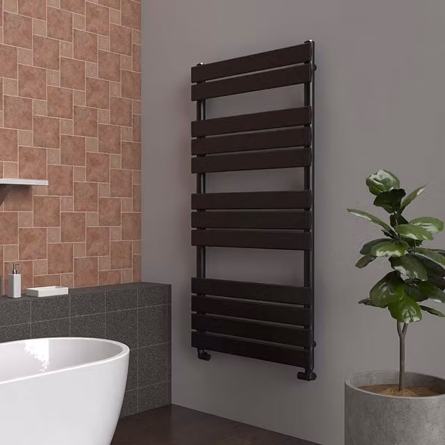 Lux Heat Steel Flat Towel Radiator, Grey, W: 120 cm, D: 6 cm, H: 60 cm