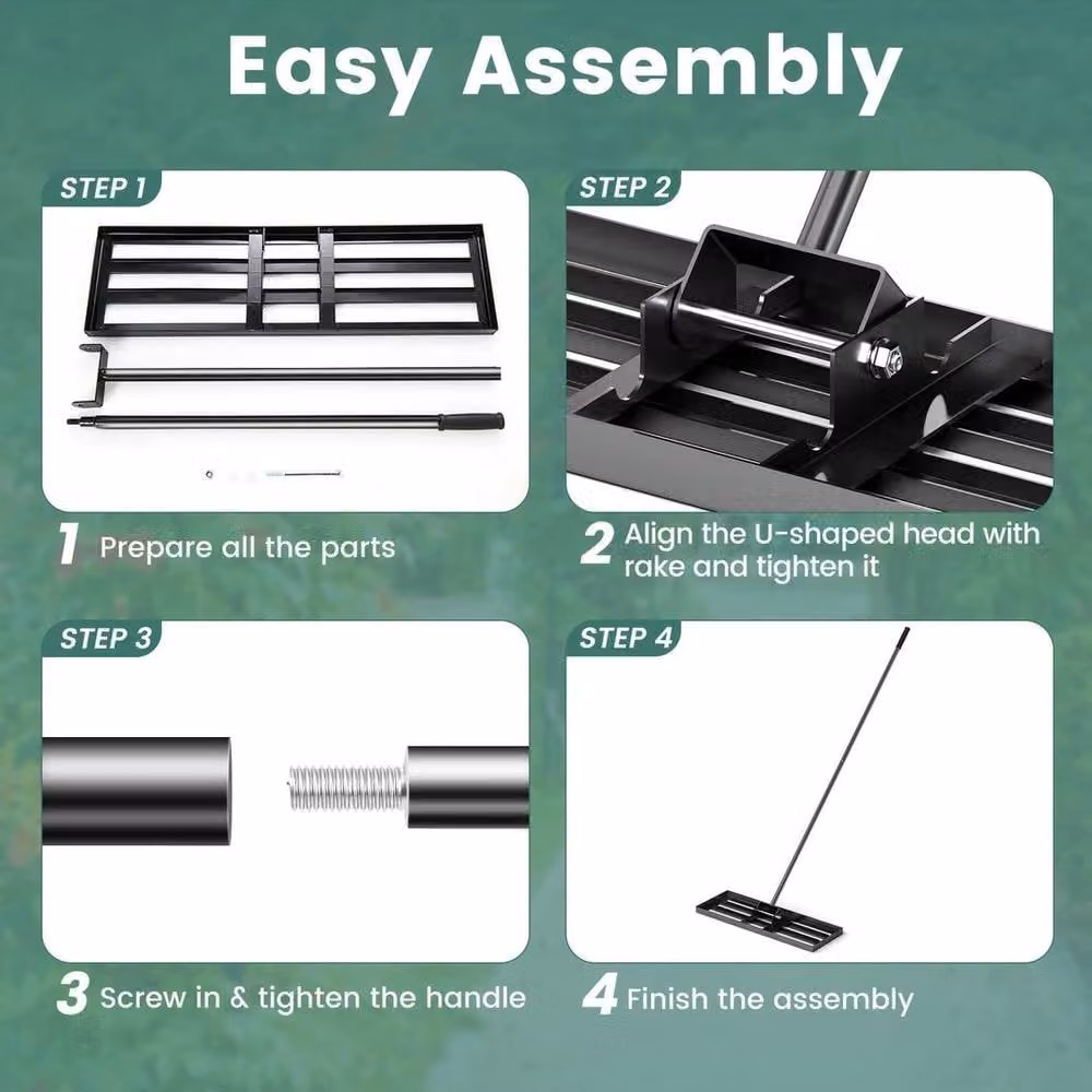 Kelvenix Heavy Duty Lawn Leveling Rake in Black – 3