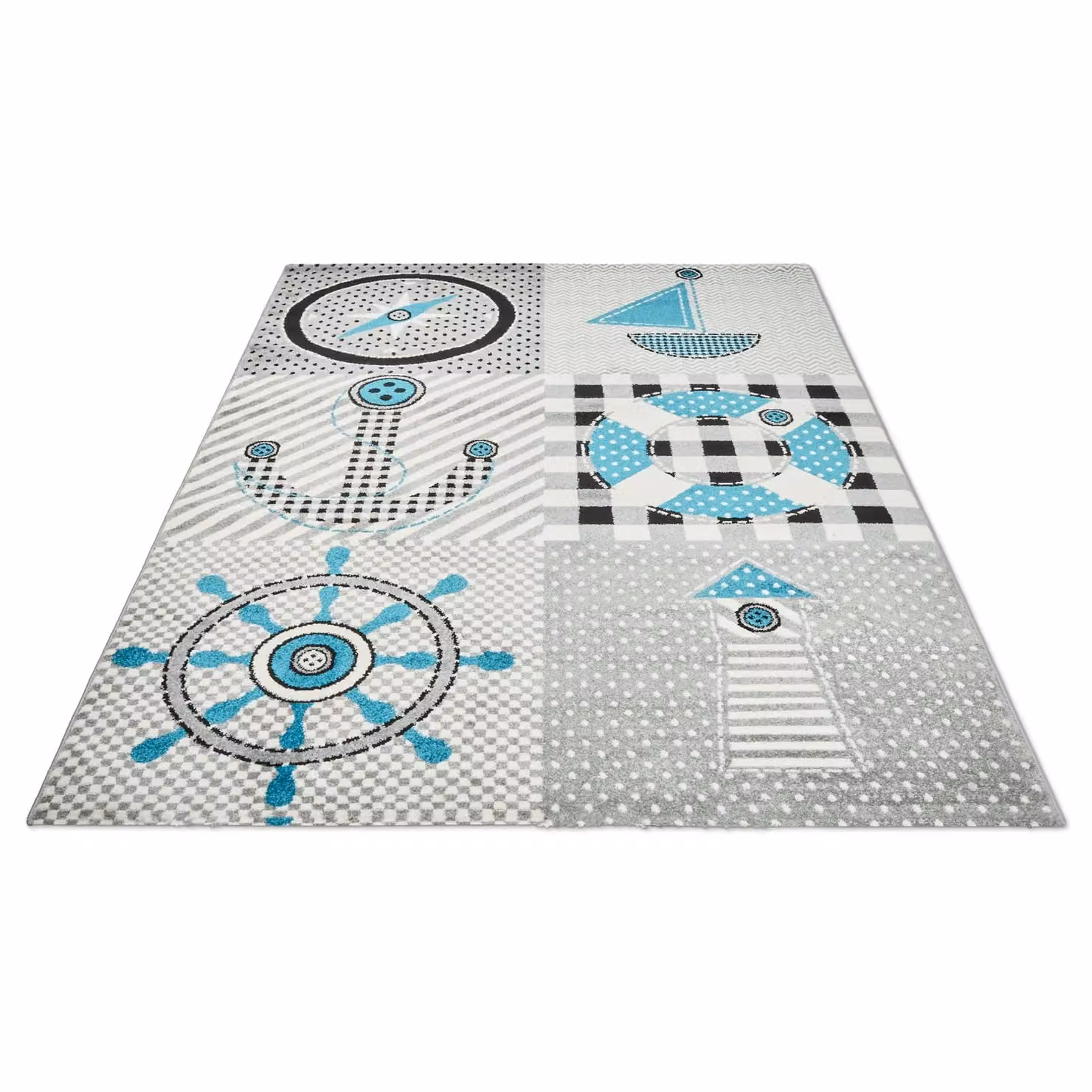 Bravich LTD Nautical Sailor Kids Rug in Grey, W: 160 cm, D: 230 cm – 2