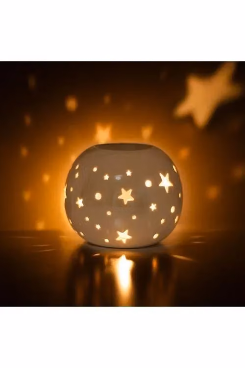 KDMD White Iridescent Star Ceramic Oil Burner and Wax Warmer – 2