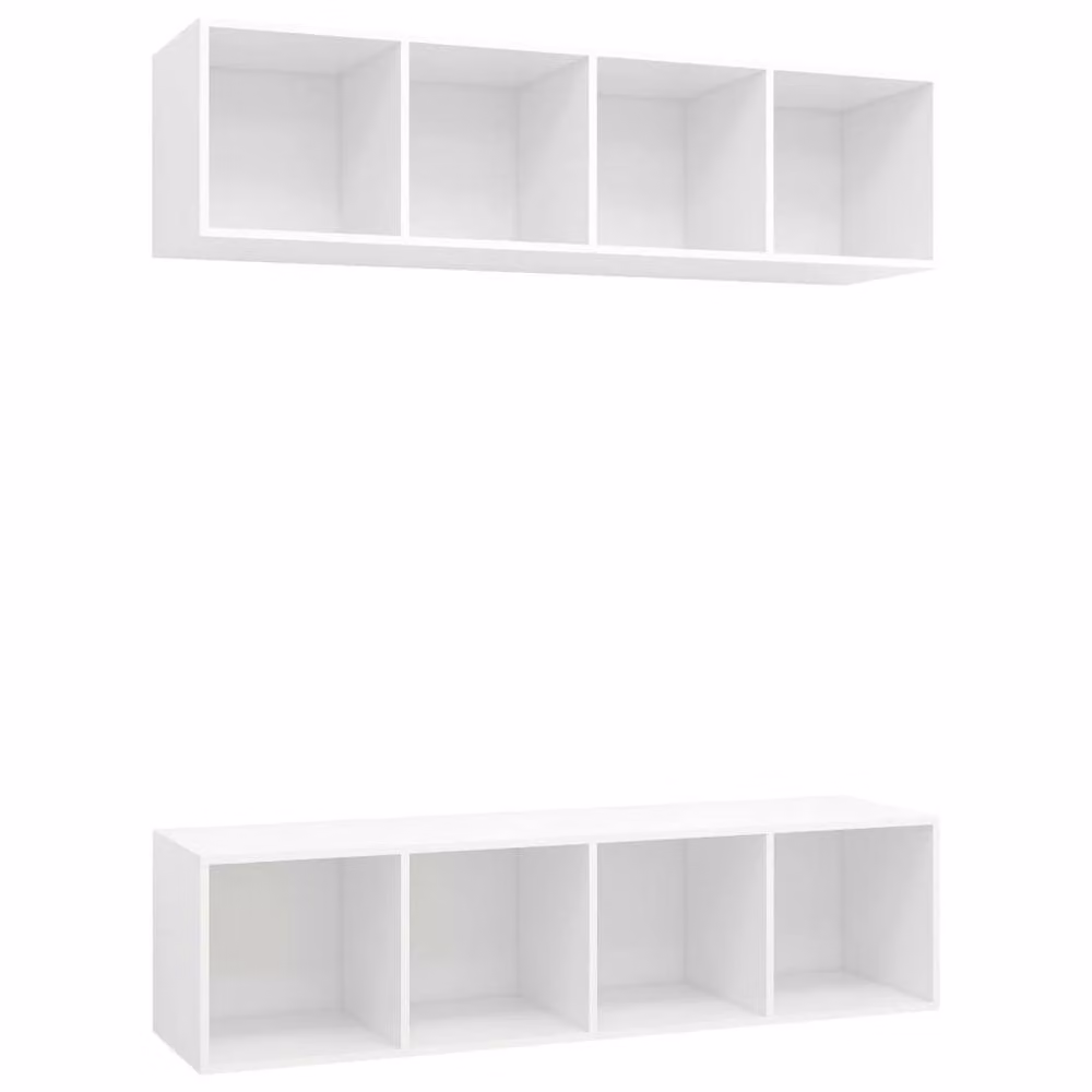 Berkfield Home Set of 2 White Wall-Mounted TV Cabinets in Matt MDF – 3