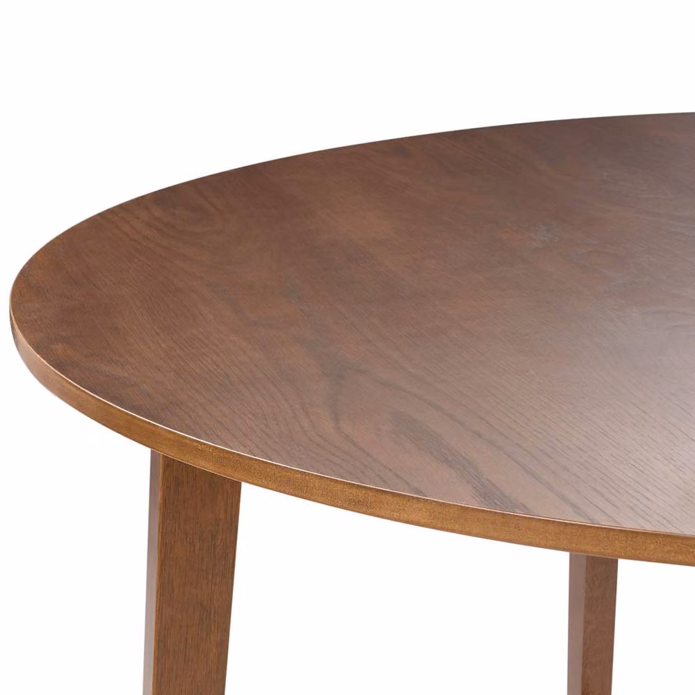 Wyld and Coco Oakline Round Dining Table in Brown with Dark Oak Veneer and Rubberwood Legs, Diameter: 140 cm, Height: 75 cm – 4