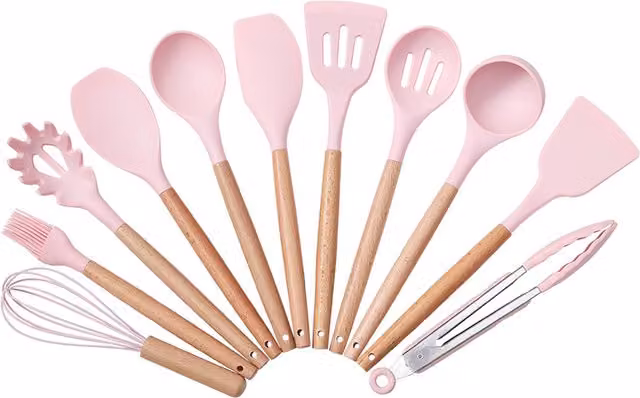 Livingandhome 11-piece Pink Silicone Kitchen Utensil Set
