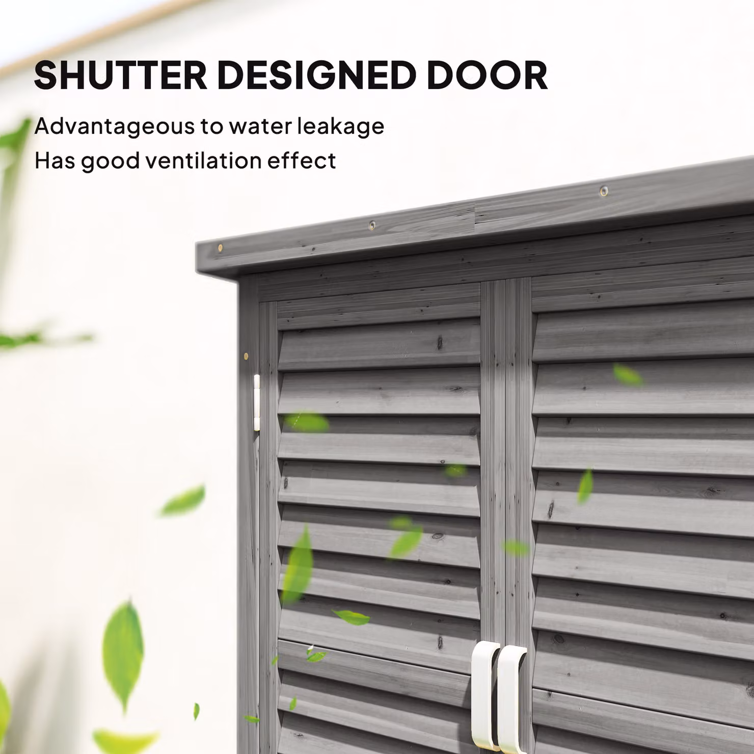 Outsunny Grey Wooden Garden Storage Shed with 2 Doors and Internal Shelves, W/D/H: 46.5 x 87 x 96.5 cm – 4