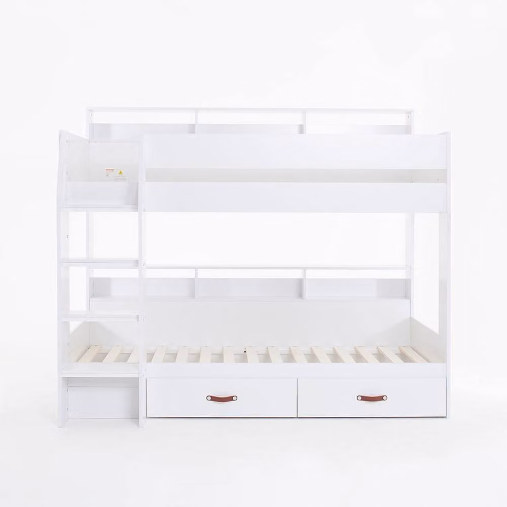 Flair Aviary Kids Bunk Bed with Storage Drawers and Bedside Shelves in White, Single Size 90 x 200 cm – 2