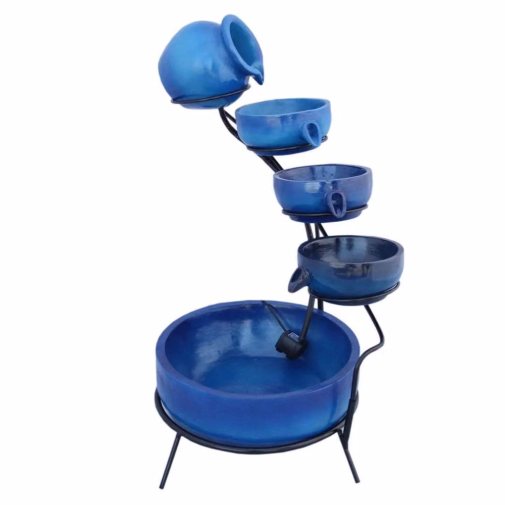 Monstershop Blue 4 Tier Spilling Bowls Solar Water Feature Cascade – 3