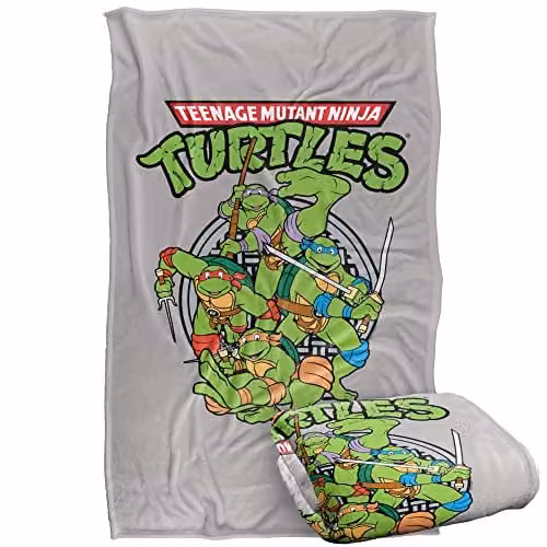 Nickelodeon Teenage Mutant Ninja Turtles Silky Touch Super Soft Fleece Throw Blanket, Multicolour, W: 91 cm, D: 147 cm