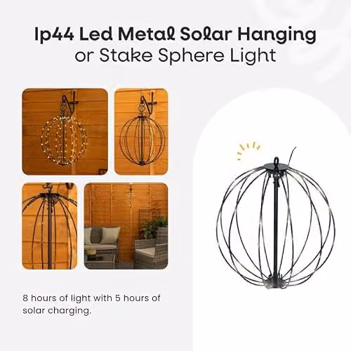 ValueLights Solar Powered Black Metal Wire Frame Fairy Light Lantern with Warm White Light – 2