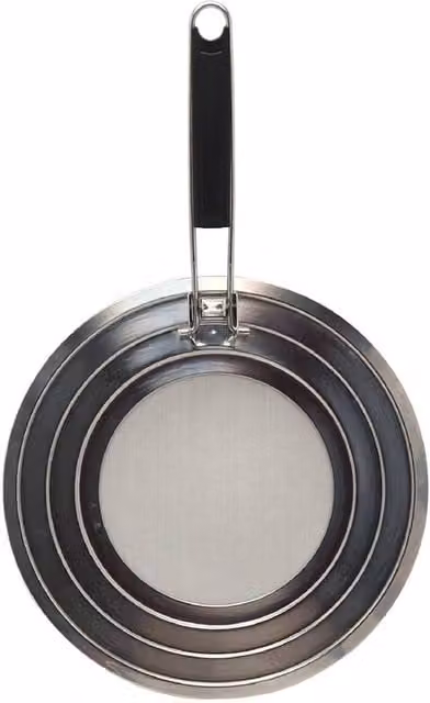 VOGREX Stainless Steel Round Mesh Splatter Screen with Folding Handle in Silver, Diameter: 30 cm – 1