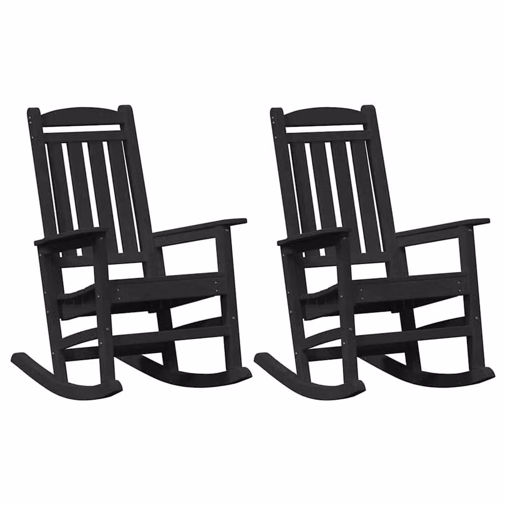 Berkfield Home Set of 2 Black HDPE Garden Rocking Chairs W/D/H: 70 x 45 x 107.5 cm – 3
