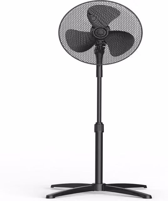 Living Star Adjustable Metal Pedestal Fan with Oscillation, Black