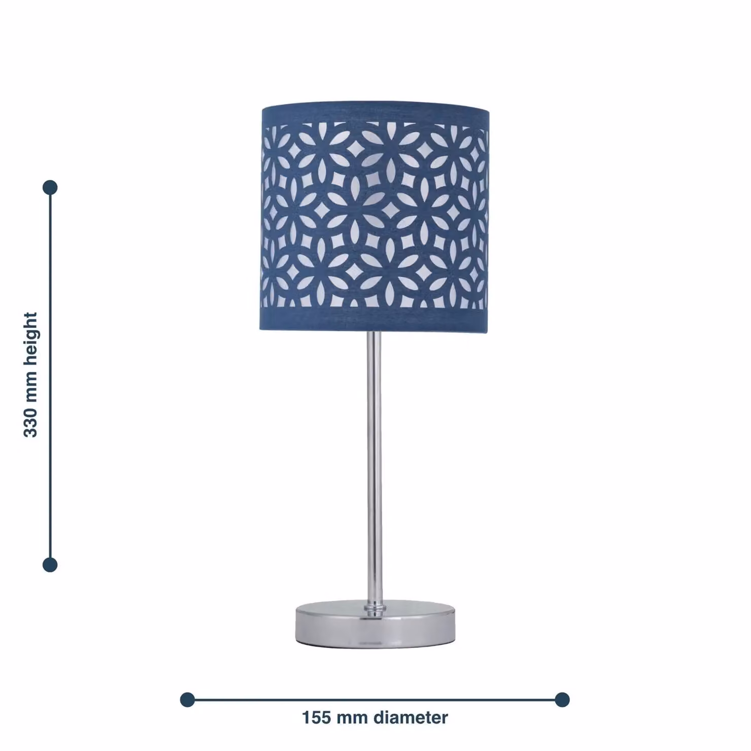 First Choice Lighting Chrome Touch Operated Dimmable Table Lamp with Blue Fabric Shade – 5