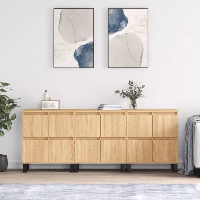Berkfield Home 3-Piece Sonoma Oak Sideboard Set in Brown Engineered Wood
